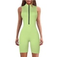 thumbnail image 2 of LEBONYARD Women's Shorts in Trendy Colors,Women's High Neck Zipper Jumpsuit Color Jumpsuit Shorts Tight Jumpsuit, 2 of 7