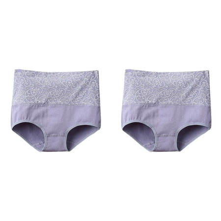 (2-Pack) Rinsvye Women s Solid Color Cotton Pussycat Panties Underwear High Waisted Underwear Lacy Panties Set Underwear Women Briefs Bulk Panties Plus Size Silk Long Underwear Women