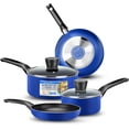 thumbnail image 1 of SereneLife Kitchenware Pots & Pans Basic Kitchen Cookware, Black Non-Stick Coating Inside, Heat Resistant Lacquer (6-Piece Set), One Size, Blue, 1 of 7