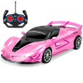 thumbnail image 1 of Coche Bloolilies 1:18 con mando a distancia, color rosa, con faros delanteros, 1 of 6