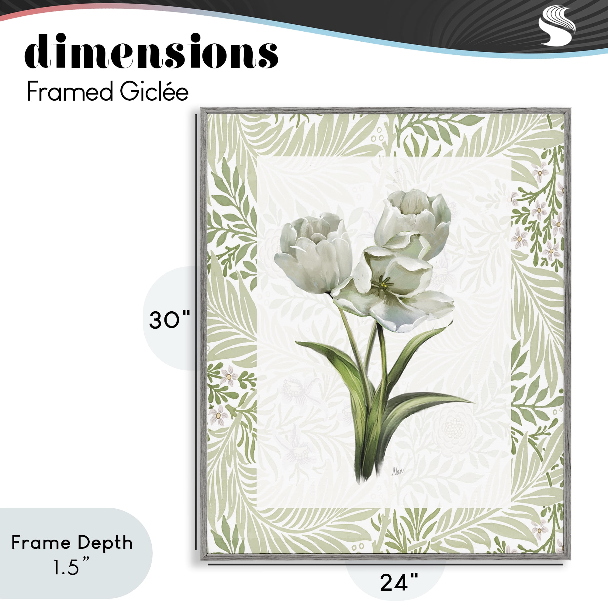 Stupell Industries Fresh Spring Tulip Bouquet Gray Framed Giclee Art, design by Nan