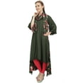 thumbnail image 4 of Bimba Rayon Olive Green High Low Designer Kurta Casual Wear Kurti With Scarf - 10, 4 of 4