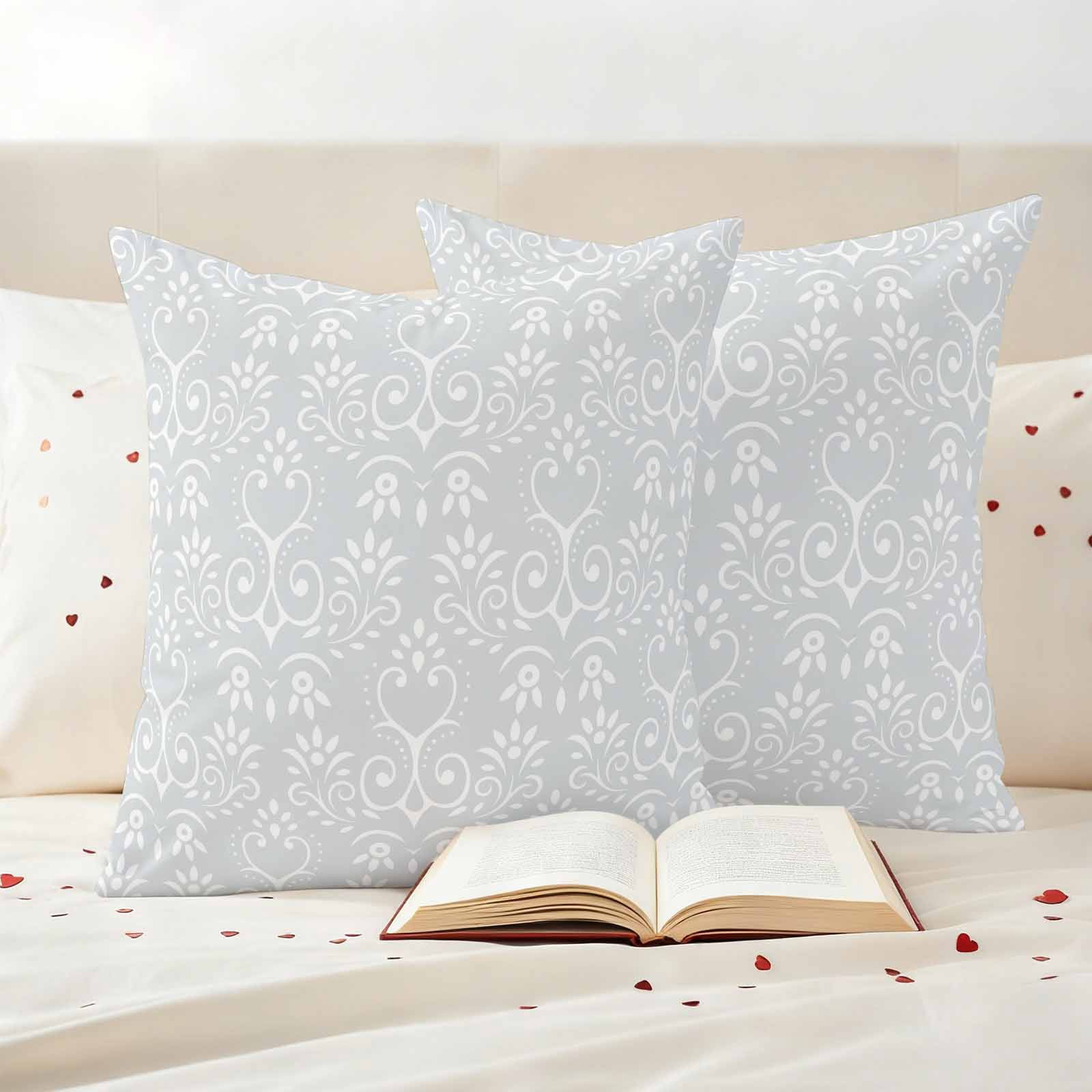 Grey Spring Floral Outdoor Waterproof Pillow Covers, Modern Abstract Art Farmhouse Decorative Square Throw Pillowcase Sofa Cushion Sham for Patio/Couch/Chair, 16"x16" 2 Pack
