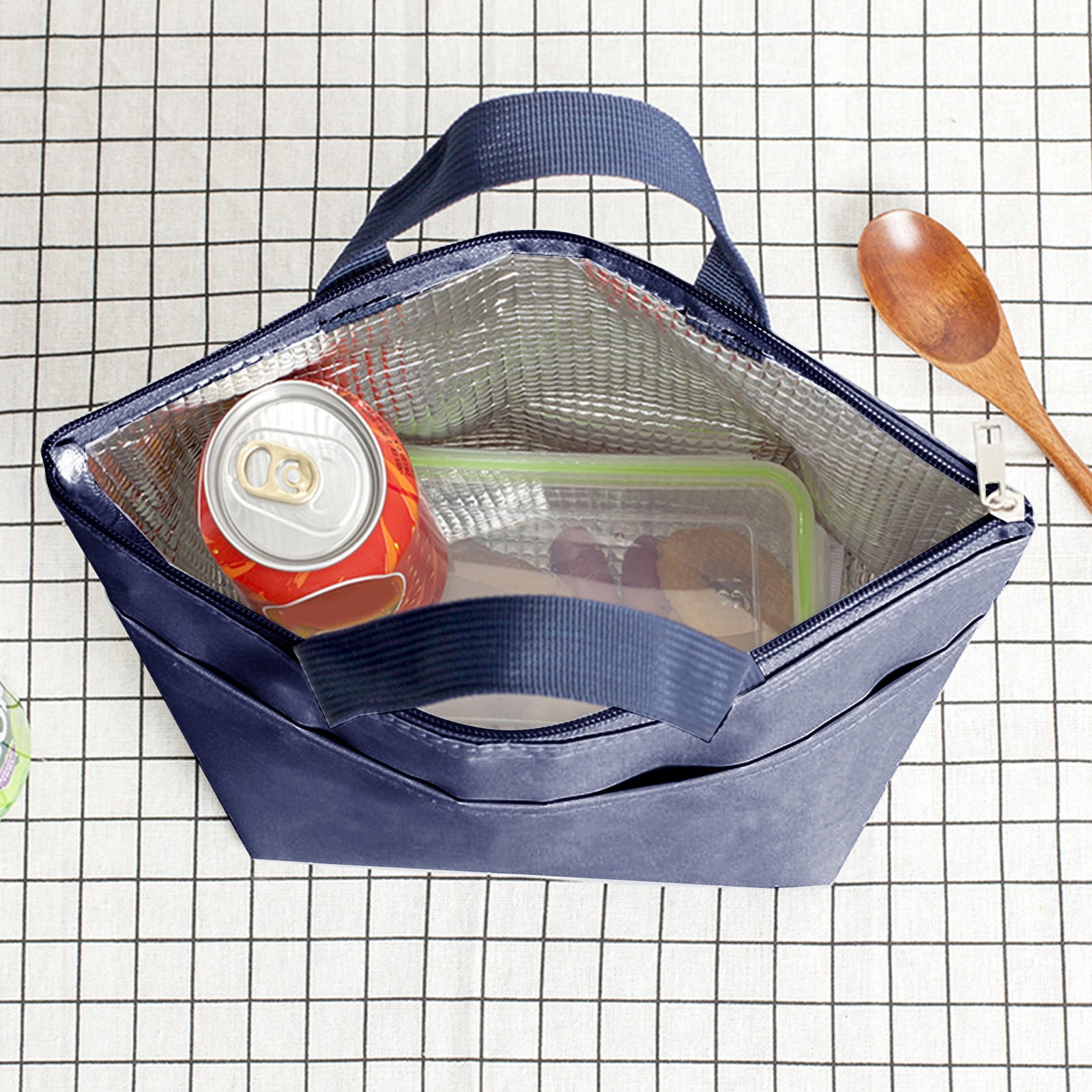 SCNOR Lunch Bag for Women and Men,Insulated Lunch Tote,Stitch Bento Bags,Oxford cloth,Blue