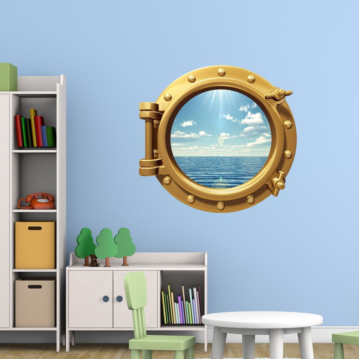 VWAQ Ocean View Wall Sticker Porthole Nature Sea View Window Decal Peel ...