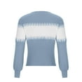 thumbnail image 5 of Odeerbi Sweaters for Women Fall Sweaters 2025 Crew Neck Fashion Long Sleeves Color Matching Loose Tops Blouse Knitted Light Blue, 5 of 8