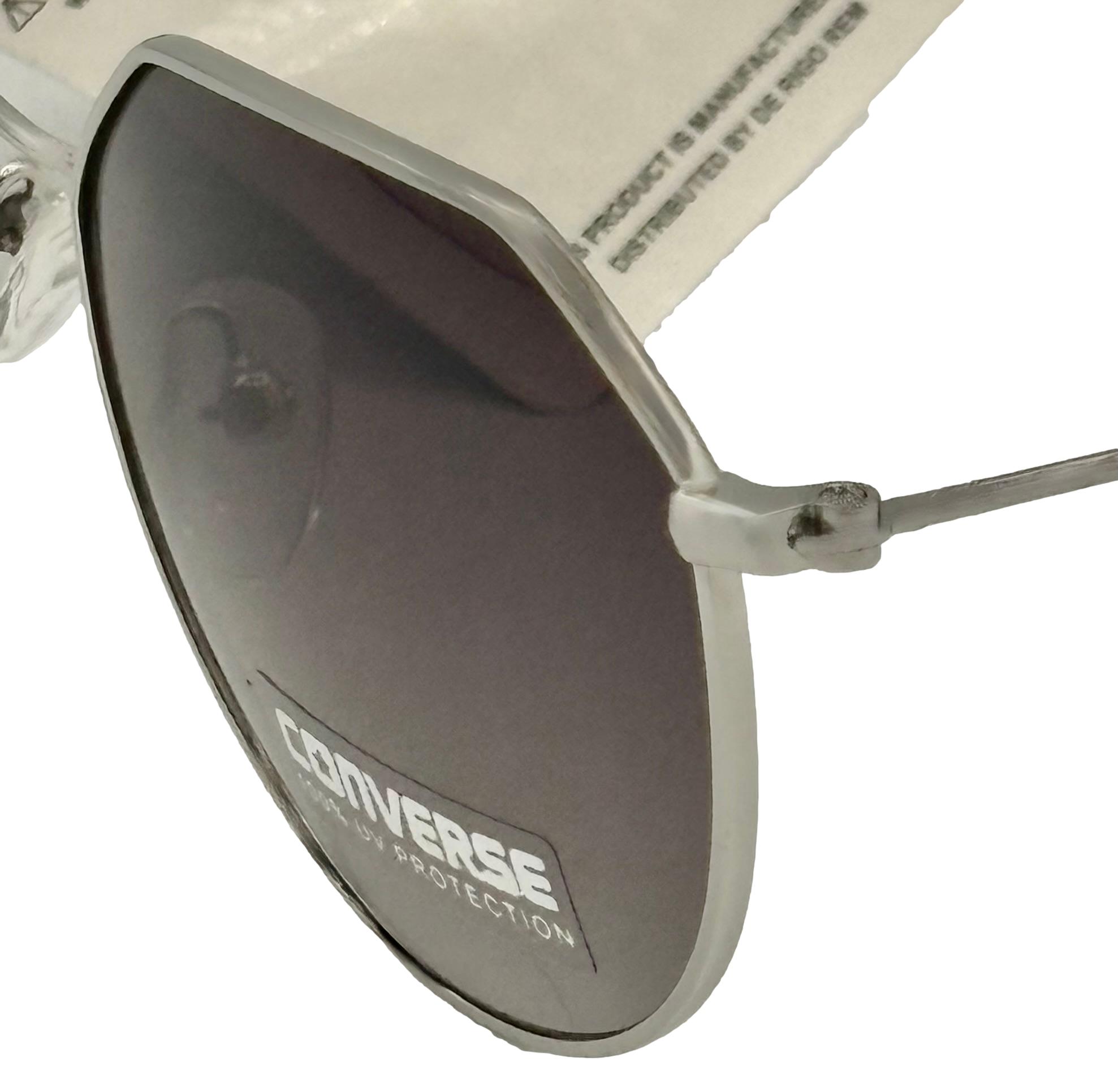 Converse Mens Soft Round Silver Metal Sunglass, Smoke Gradient Lens H117