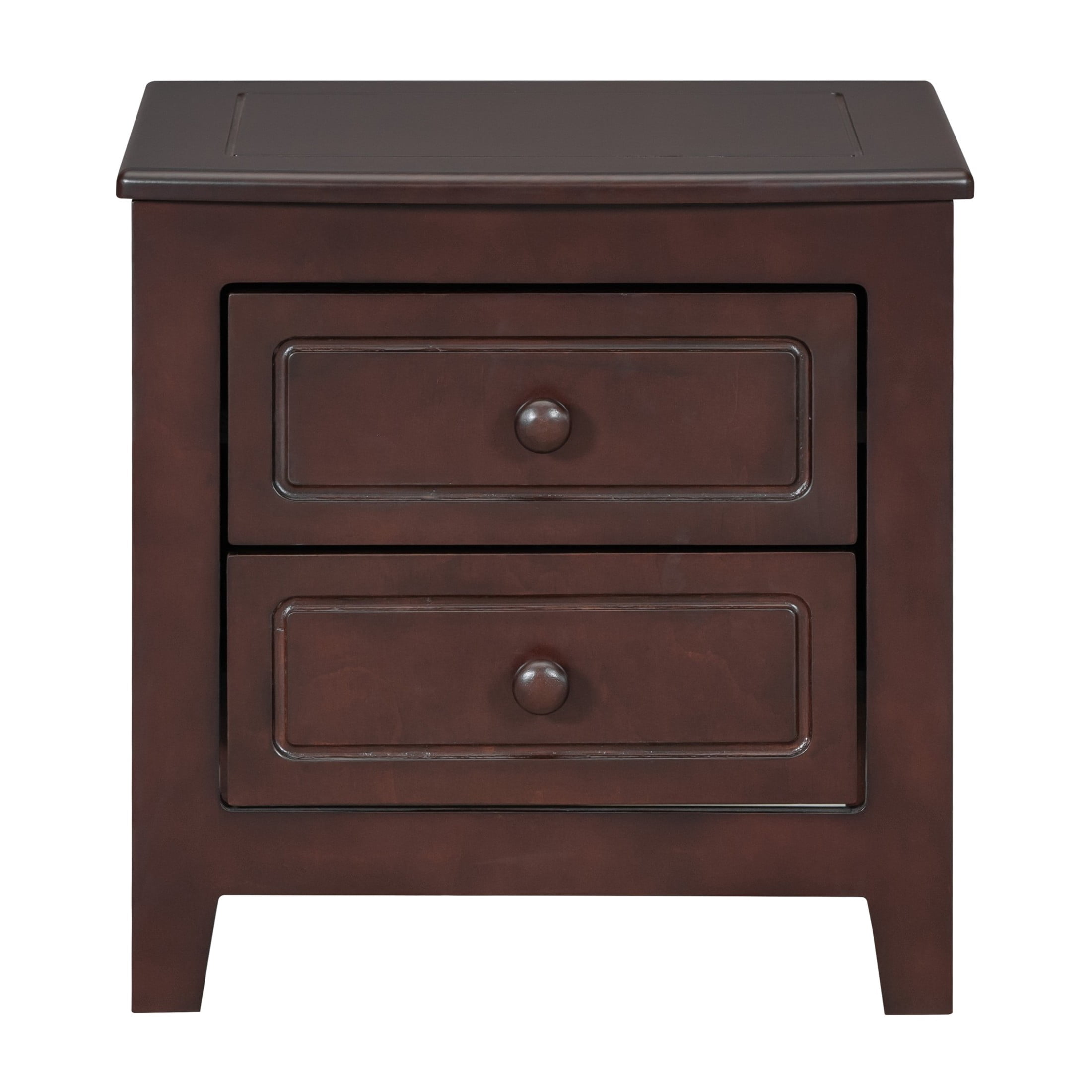 Noble House Mid-Century Nightstand with 2 Drawers, Wooden Bedside Table for Bedroom, Dark Walnut