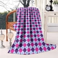 thumbnail image 2 of Pink Purple Checkered Pattern Blanket,Comfortable Soft Lamb Wool Throw Blanket,All Season,Warm Lightweight Blankets for Sofa Bed Couch Living Room Chair,40"x50", 2 of 4