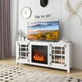 thumbnail image 3 of Giantex Electric Fireplace TV Stand, TV Console w/Adjustable Flame & Shelves, Farmhouse Media Entertainment Center, White, 3 of 7