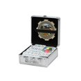 thumbnail image 1 of Double 15 Numeral Pro Size Mexican Train Chicken Domino Set In Aluminum Case, 1 of 1