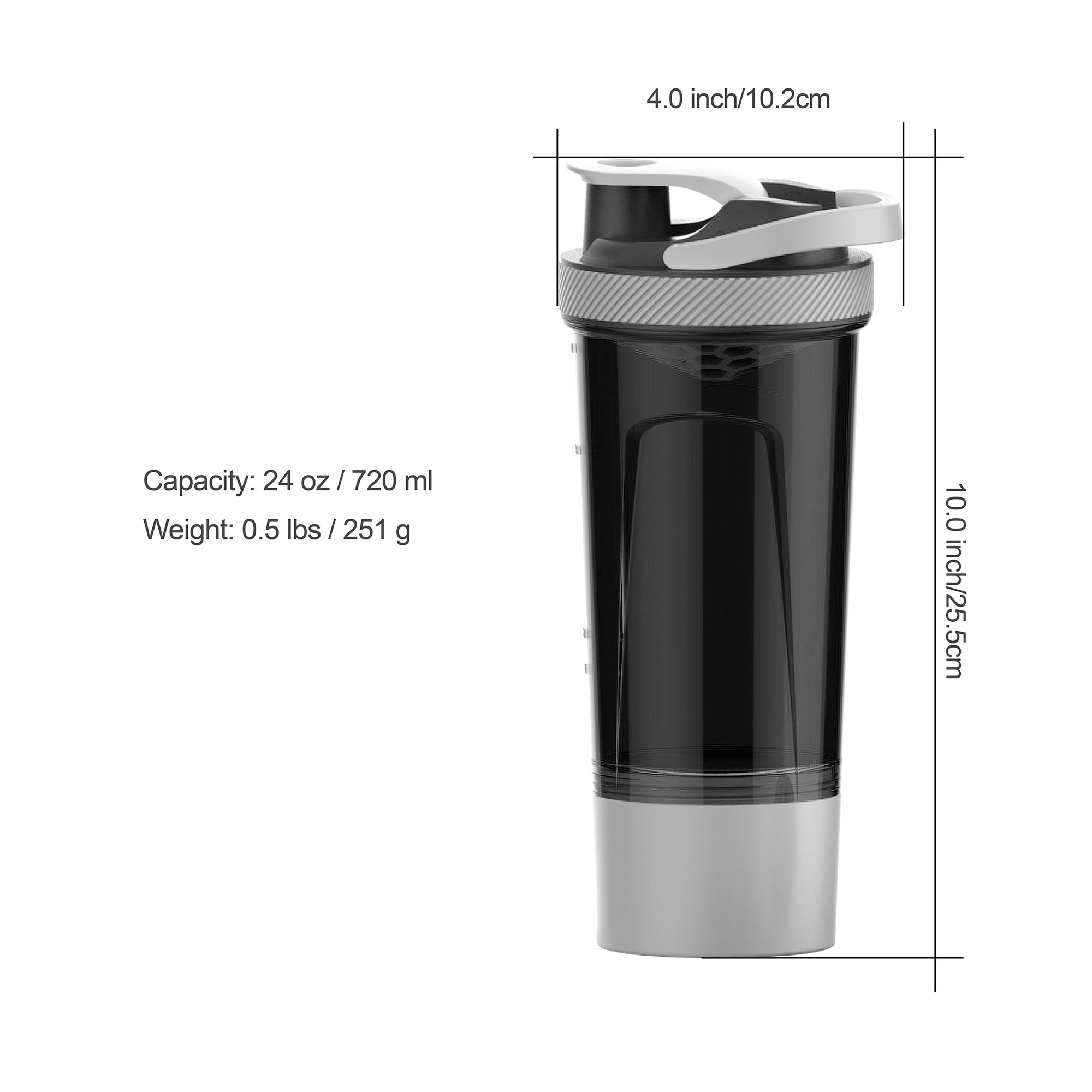 24oz BPA Free Protein Shaker Bottle and 7 oz Twist and Lock Storage