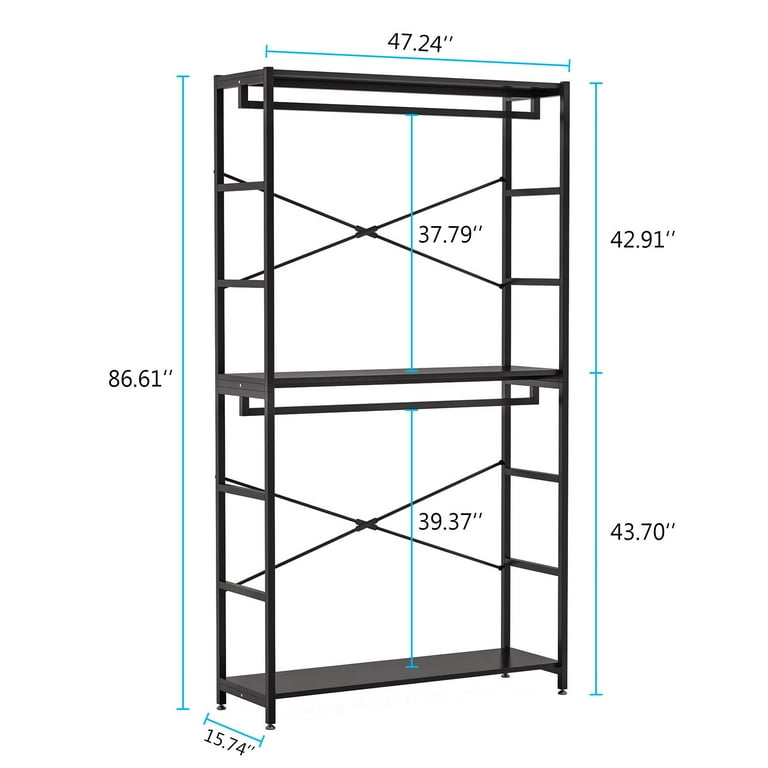 Tribesigns Cynthia White Freestanding Closet Organizer Garment Rack with Shelves and Hanging Rods