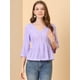 thumbnail image 2 of Blusa liviana de encaje sólido Allegra K cuello en V manga 3/4 peplum Púrpura M, 2 of 6