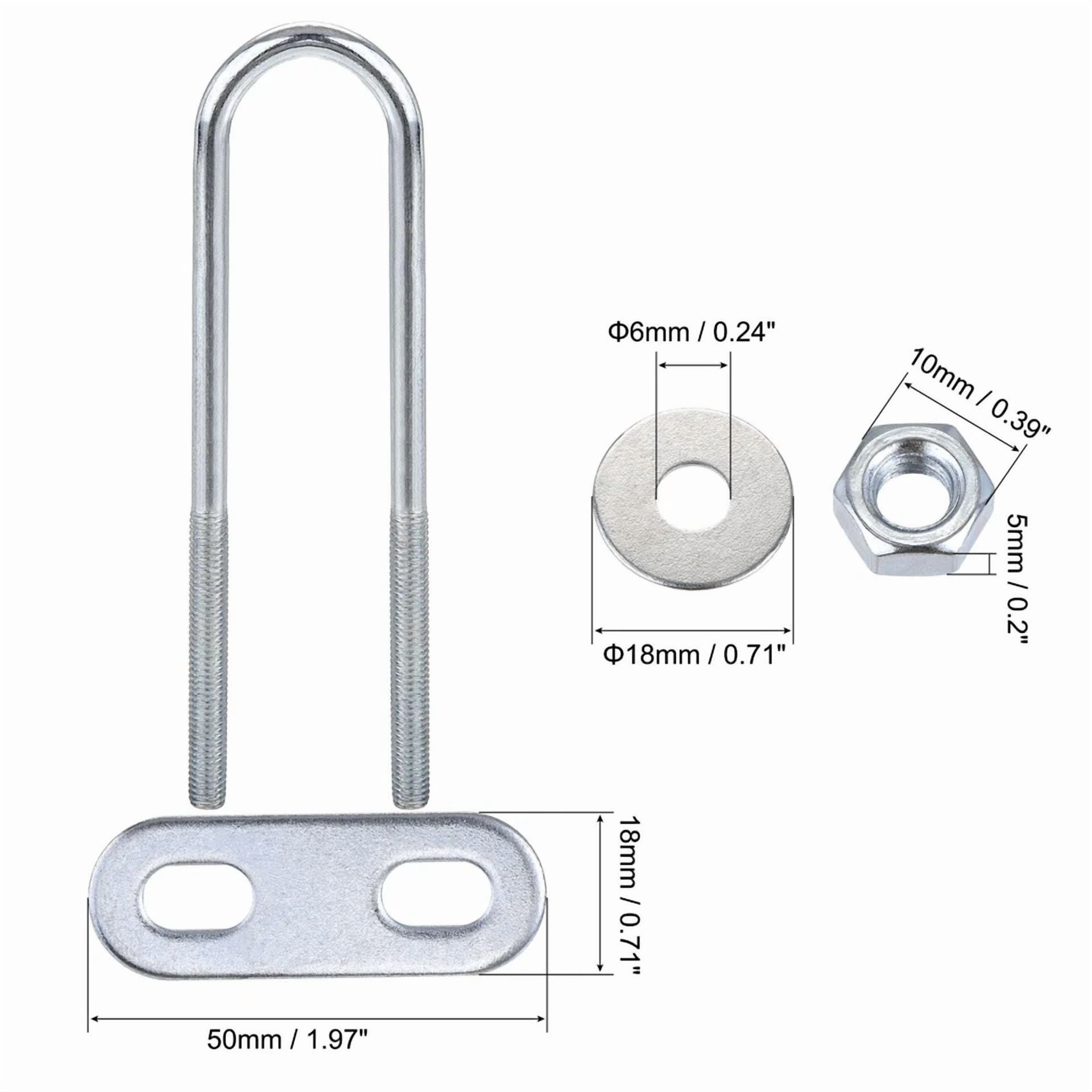 CIRCLE- 4 Sets Round U-Bolt 23Mm Inner Width 120Mm Length Steel M6 With Nut Plate Washer