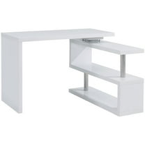 Pemberly Row Adjustable Corner Writing Desk in White and Chrome