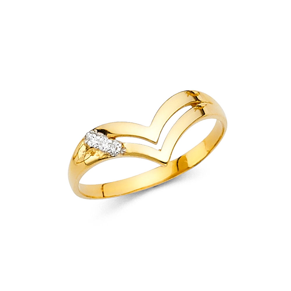 Wave Stackable Knuckle Thumb Band Women 14K Solid Yellow Gold Heart Curved Ring