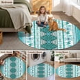 thumbnail image 5 of Turquoise Boho Round Area Rug 3Ft Washable Small Circle Rugs for Kitchen Entryway, Southwest Aztec Tropical Tree Animals Motifs Non-Slip Carpet Floor Mats Indoor Outdoor Carpet Runner Home Decor, 5 of 8