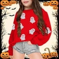 thumbnail image 2 of VOUZZA Boys Halloween Hoodie Ghost Graphic Long Sleeve Loose Pullover Top with Pocket, 2 of 4