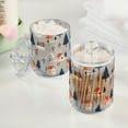 thumbnail image 2 of Yayeee 2 Pack Qtip Holder Bathroom Cotton Swab Canister with Lid Clear Dispenser Set, Gray Cartoon Houses, 2 of 6