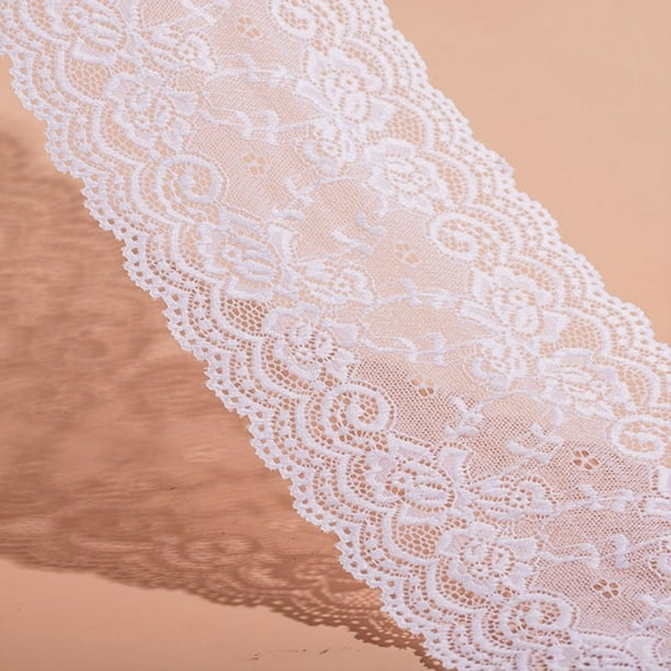 XmhyTop-A Cinta de encaje floral de 1 yarda con ribete de tul, ideal para decoración de bodas, manualidades y ropa, color blanco.