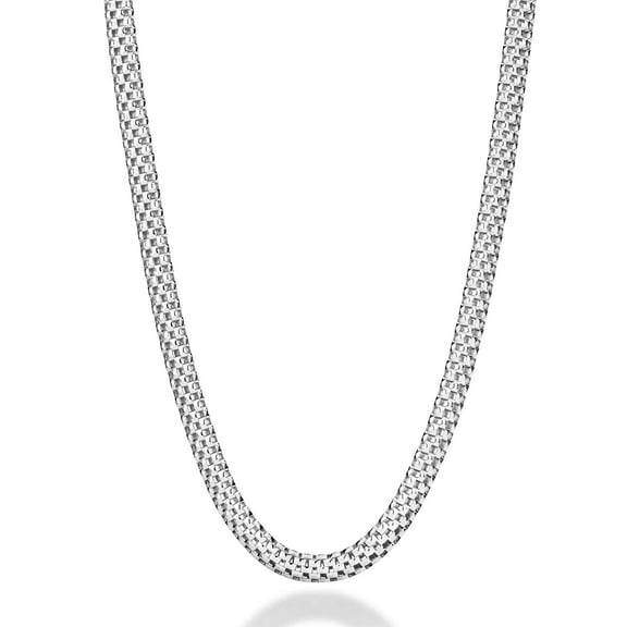 Miabella 925 Sterling Silver Italian 4mm Mesh Link Chain Necklace for Women, Made in Italy (Length 16 Inches (X-Small))
