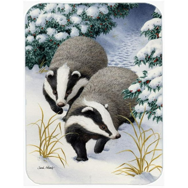 Carolines Treasures ASA2038LCB Badgers On The Move Glass Cutting Board- Large