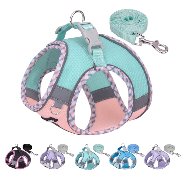 AIITLE Escape-Proof Dog Harness with Leash, Medium, Turquoise-Pink photo 8