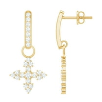 Rosec Jewels Lab Created Diamond Cross Earrings with Screw Back - Cross Drop Earrings - EF-VS Grade, 14K Yellow Gold