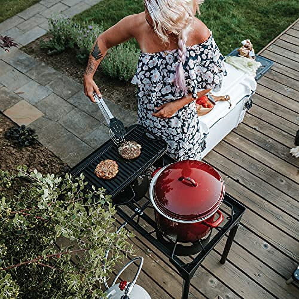 GasOne Two Burner Propane Camp Stove, Two 75,000BTU Cast Iron Burners with Windscreen Outdoor High Pressure