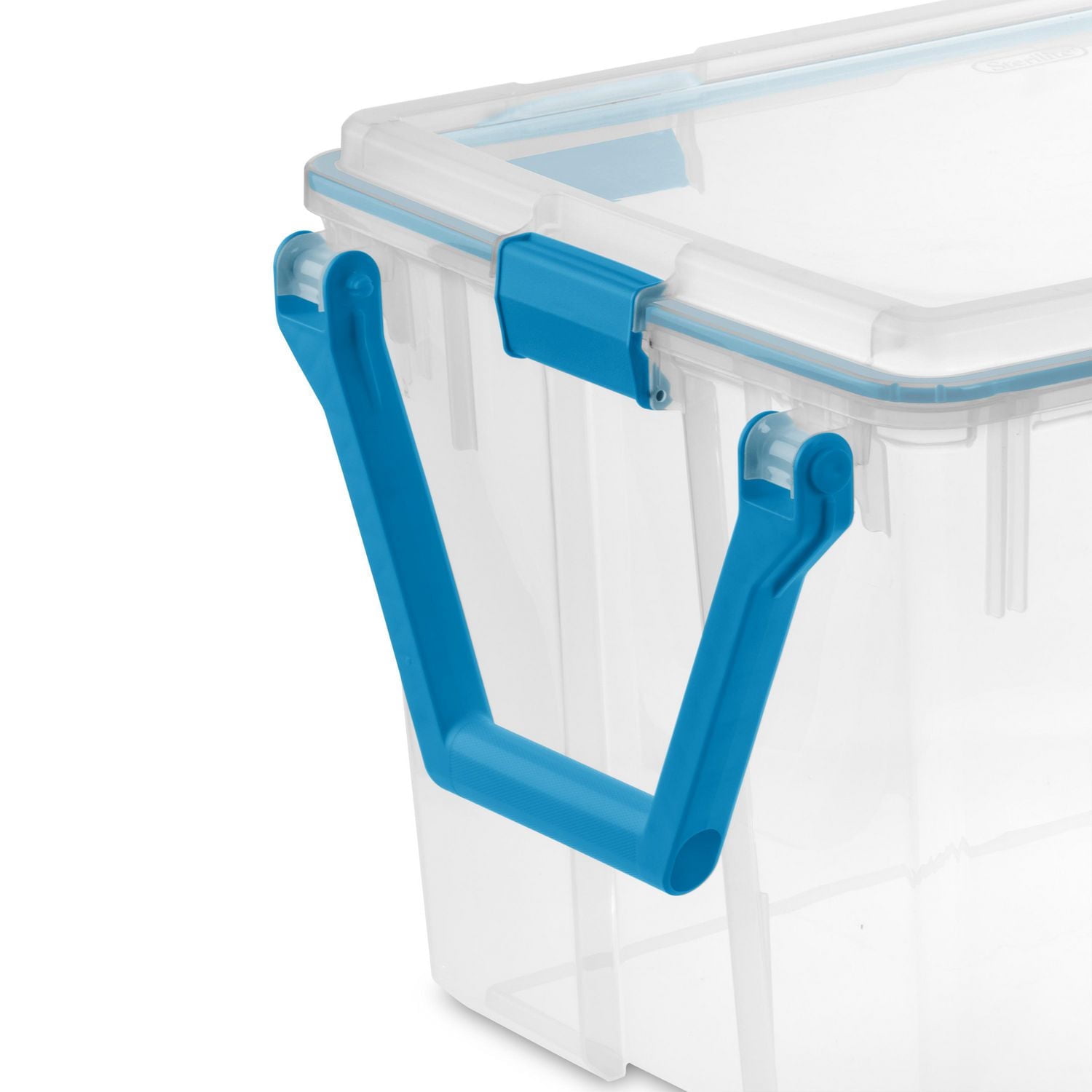 Sterilite 114L Clear Gasket Box- Blue