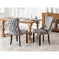 thumbnail image 6 of ODUSE-DAILY Grey Velvet Dining Chairs Set of 2, Kitchen & Dining Room Chairs, Sillas De Comedor, Nailheads Tufted, Fabric Upholstered, Solid Wood Frame (Gray, 2 Pcs), 6 of 10