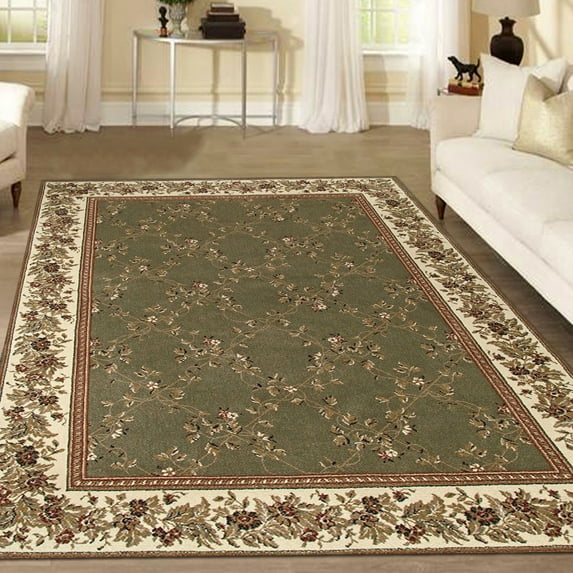 Radici USA 1590 Como Traditional Sage Oriental Floral Trellis Area Rug (9'10" x 12'10")