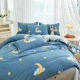 thumbnail image 5 of Juego de funda de edredón con diseño de luna y estrellas, color azul y nubes, 100 % algodón, reversible, para dormitorio de niños, adolescentes y hombres, 5 of 5