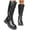 Black, variant on Women's Slouch Mid Calf Boots with Pocket Detail Buckle Strap Side Zipper and Low Block Heel for Casual Street Wear