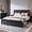 Black, variant on Aitjunz Modern King Size Bed Frame with 50" Tall Headboard and 3 Storage Drawers, Wood Platform Bed with Curved Design, No Box Spring Needed, Natural