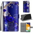 thumbnail image 1 of Flip Wallet Case for Samsung Galaxy A53 5G, with Kickstand Credit Card Holder Slot Cute Pattern Magnetic Clasp Premium PU Leather Protective Case with Wrist Strap - Blue Rose + Golden Butterfly, 1 of 10