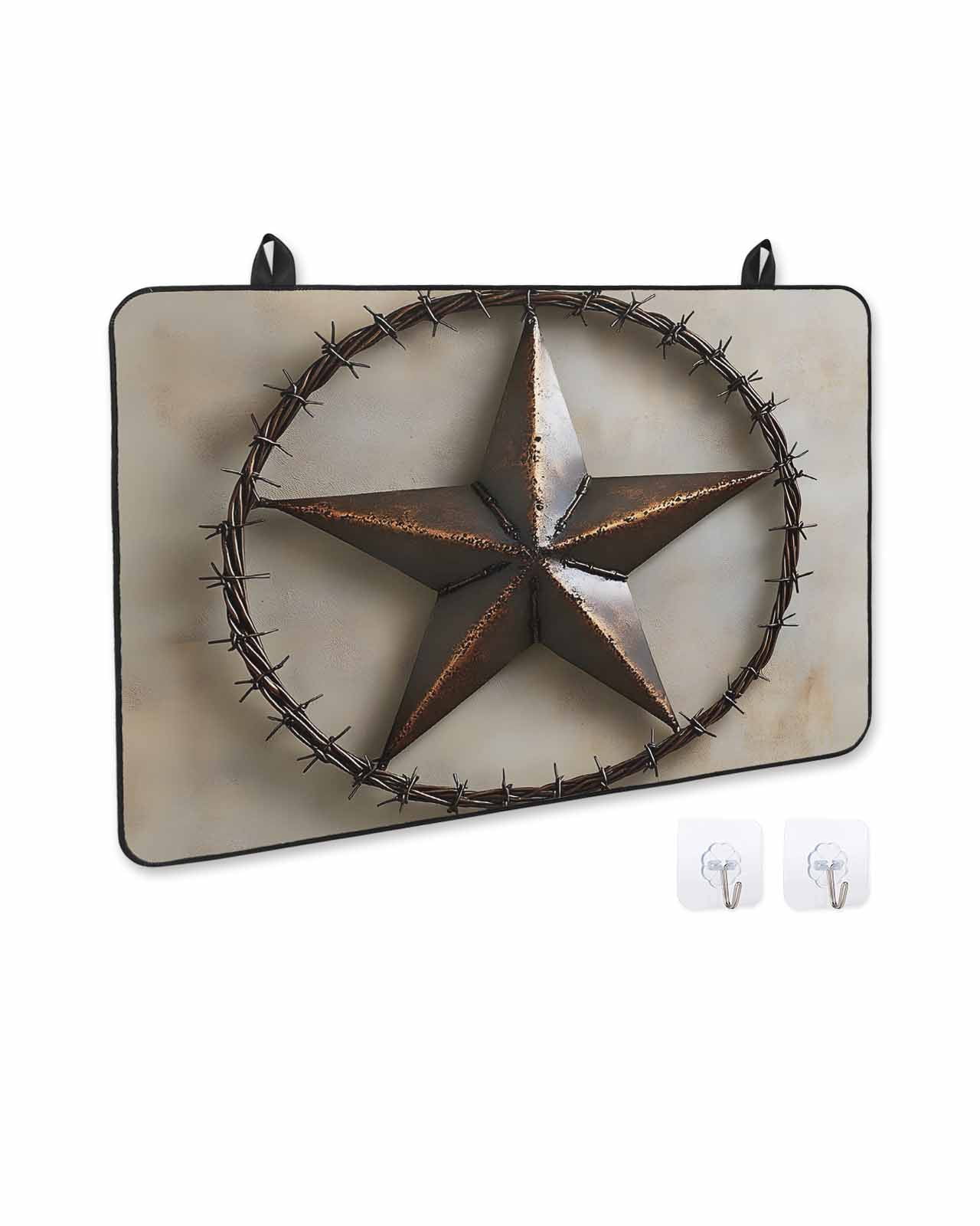 nqOlkjepod Large Induction Cooktop Protector Mat 24"x21", Rustic Star Brown Stove Top Covers for Electric Stove, Retro Country Farmhouse Aesthetic Stove Burner Cover Mats, Glass Top Stove Cover