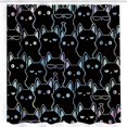 thumbnail image 4 of Funny Cat Shower Curtain Black Cute Animals Theme Cool Kitty Shower Curtains for Bathroom Decor Waterproof Abstract Cartoon Kitten Shower Curtain Sets with 12 Hooks 72"x72", 4 of 6