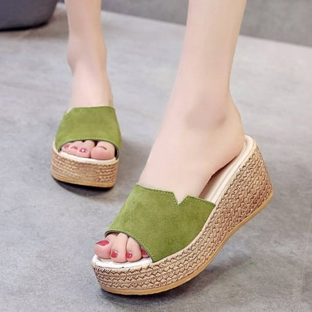

Fashion Summer Women Sandals Thick Heel Low Heel Fish Mouth Leather Texture Casual Style Note Please Buy One Or Two Sizes Larger