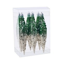SLYNSHome 6Pcs Christmas Icicle Ornaments for Christmas Trees,Hanging Glitter Christmas Tree Icicle Drop Ornament for Xmas Winter Wonderland Party Supplies - Green