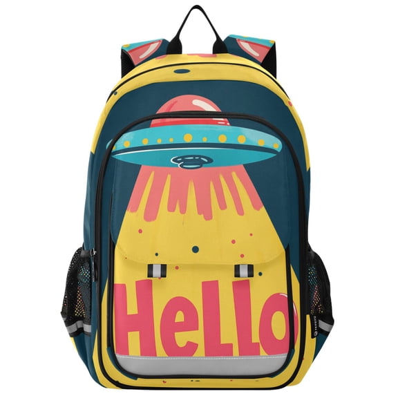 FORMRS Unisex School Backpack 17" Student Travel Bag with Laptop Compartment, Blue UFO