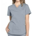 thumbnail image 2 of Women's Scrub Tops Lightweight Solid Color Healthcare Short Sleeve V-Neck Blouses Workout Scrubs with Pockets, 2 of 4