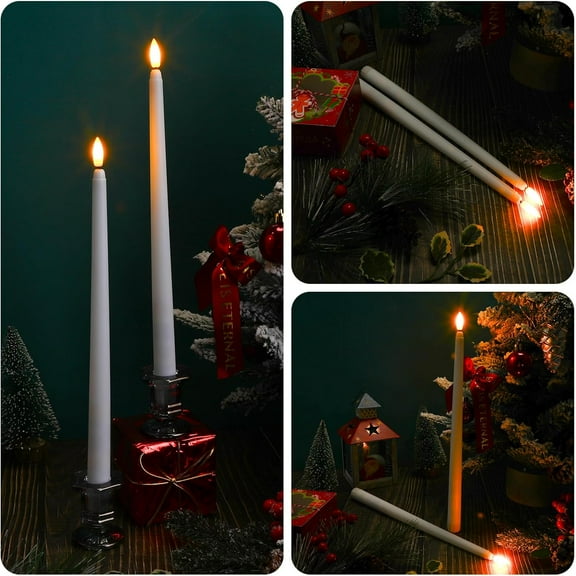 50 Pcs 12.4 Inch Flameless Taper Candles - Battery Operated LED Flickering Candlesticks for Home, Wedding, Church, and Christmas Decor