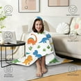 thumbnail image 4 of Wearable Blanket,Colorful Dinosaurs Cacti Pattern Hooded Wearable Flannel Blanket for Adults & Teens,Winter Poncho Shawl Wrap Cape Cozy Anti-Pill,50"x60", 4 of 5