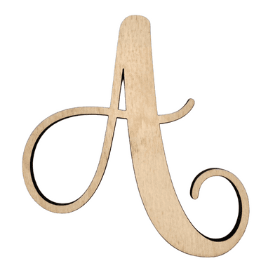 22" Tall BIRCH Wood Letter A | 1/4" Thick | Wood Craft Letter | Starfish Font | Script Font