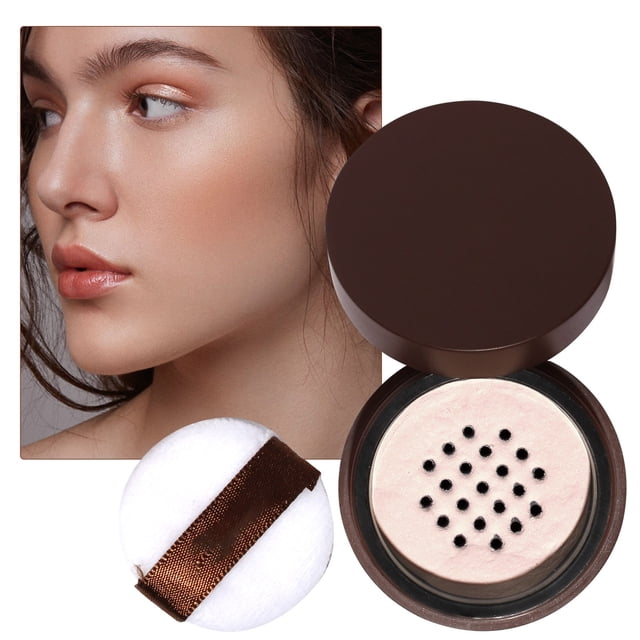Translucent Setting Powder Finishing Makeup Loose Setting Powder Flash Friendly Translucent Powder Foundation Loose Face Powder Includes Velour Puff, Loose White