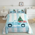 thumbnail image 2 of Feelyou Kids Happy Christmas Full Size Comforter Sets, Blue White Geometric Bedding Comforter Set, Cartoon Car Reversible Bedding Sets, Breathable Home Decor, 3pcs, 2 of 8