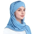 thumbnail image 3 of HNMKIU Scarf | Women Hat Ruffle Cancer Chemo Turban Wrap Cap Scarf Shawl Sky Blue,One Size, 3 of 3
