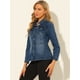 thumbnail image 4 of Chaqueta De Mezclilla Lavada De Manga Larga Con Botones Vintage Para Mujer Azul oscuro S, 4 of 6